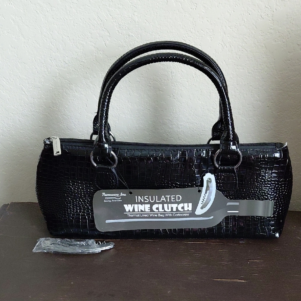 Primeware Black Insulated Wine Clutch with Corkscrew - New